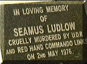 This memorial stone marks the place where the dead body of Seamus Ludlow was discovered on Sunday 2nd. May, 1976. This new stone recently replaced another stone.