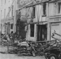 The scene of devastation at Crowe Street, Dundalk, after the bombing of Kay's Tavern, 19 December 1975.