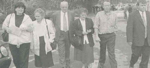 The Ludlow family delegation photographed as they are about to enter the Ballymascanlan Hotel, where they meet with John O'Donoghue, Minister for Justice, and present a letter for Taoiseach Bertie Ahern's attention.