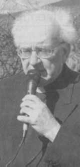 Photograph: Monsignor Raymond Murray, who travelled from Cookstown to be with the Ludlow family, makes a short address at the Commemoration.